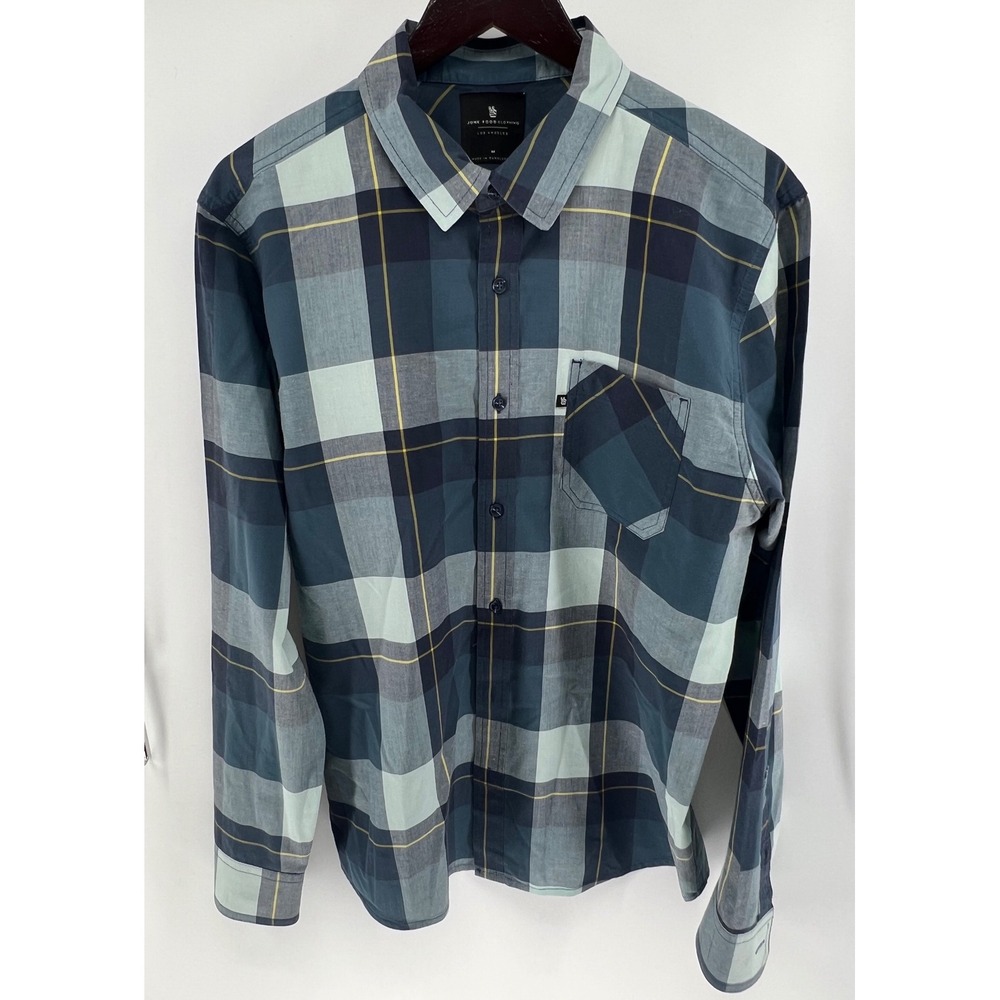 Junk Food Clothing‎ Mens Plaid Long Sleeve Button Up Shirt Los Angeles Size M